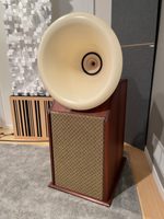 BD Designs Oris Horn Speakers w Custom Mahogany Bass Cabinets For