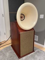 BD Designs Oris Horn Speakers w Custom Mahogany Bass Cabinets For