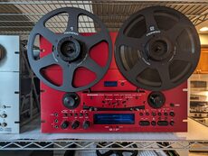 Red Pioneer RT-909 reel to reel tape deck customizes in red