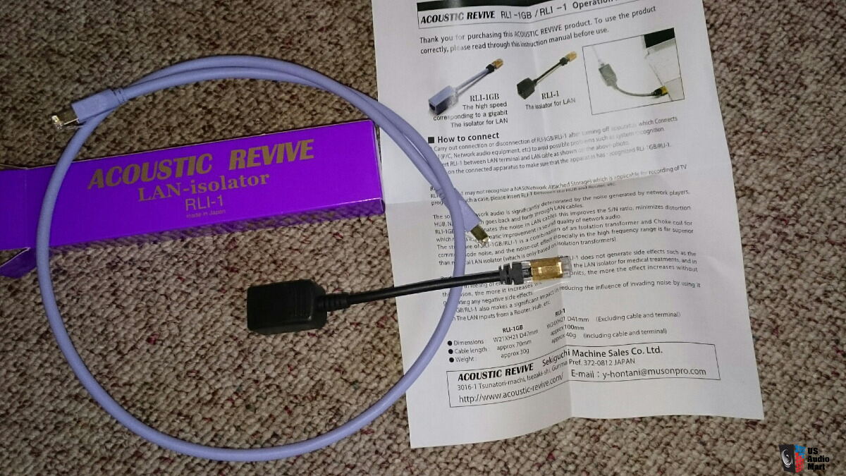 Acoustic Revive Ethernet Cable and LAN RLI-1 Isolator Bundle Photo