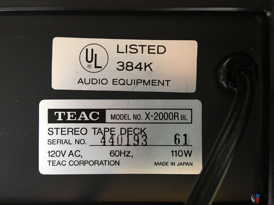 TEAC X-2000R Reel-to-Reel Tape Deck (Black) in Excellent Condition with  Extras For Sale - US Audio Mart