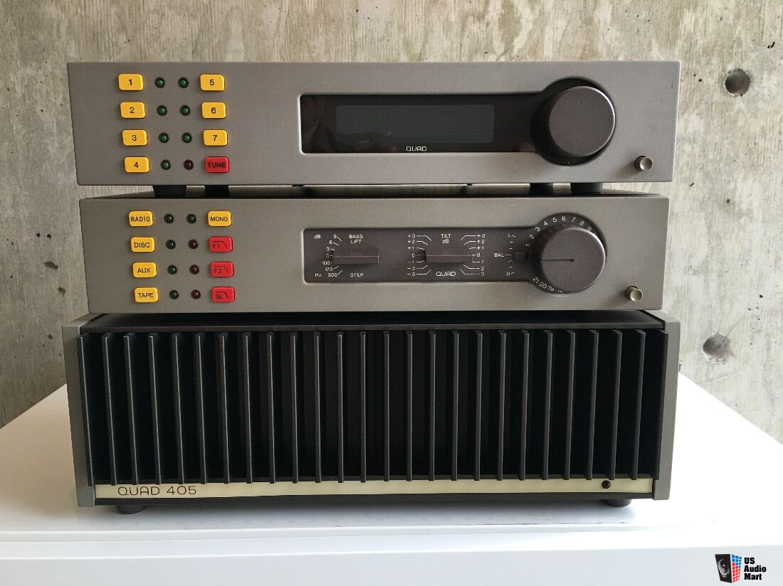QUAD 405 amp, 34 preamp, FM4 tuner with upgraded cables! Photo