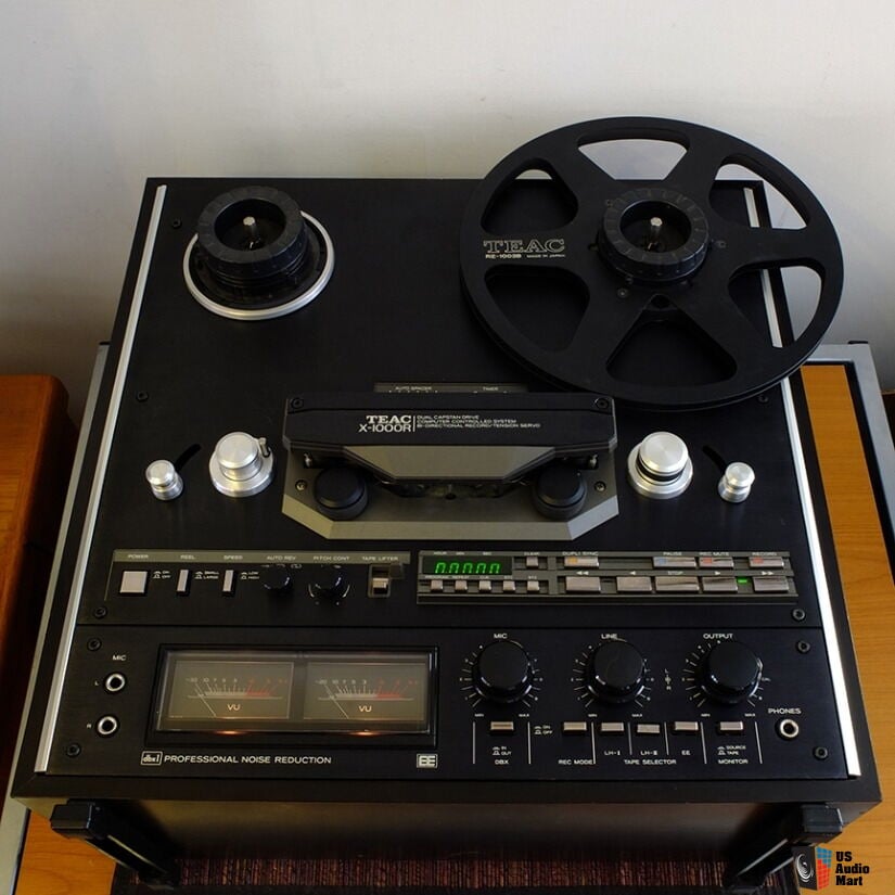 Teac X1000R black reel to reel kit, with rosewood cabinet, dust