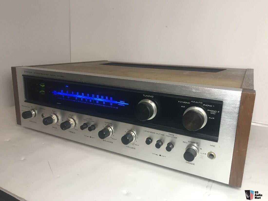 Vintage Pioneer Sx 990 Vintage Wood Cabinet Silver Face Stereo