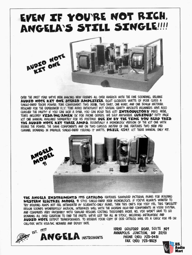 Angela Model 91 Monoblock Tube Amplifiers (300B) - Western Electric 91A ...