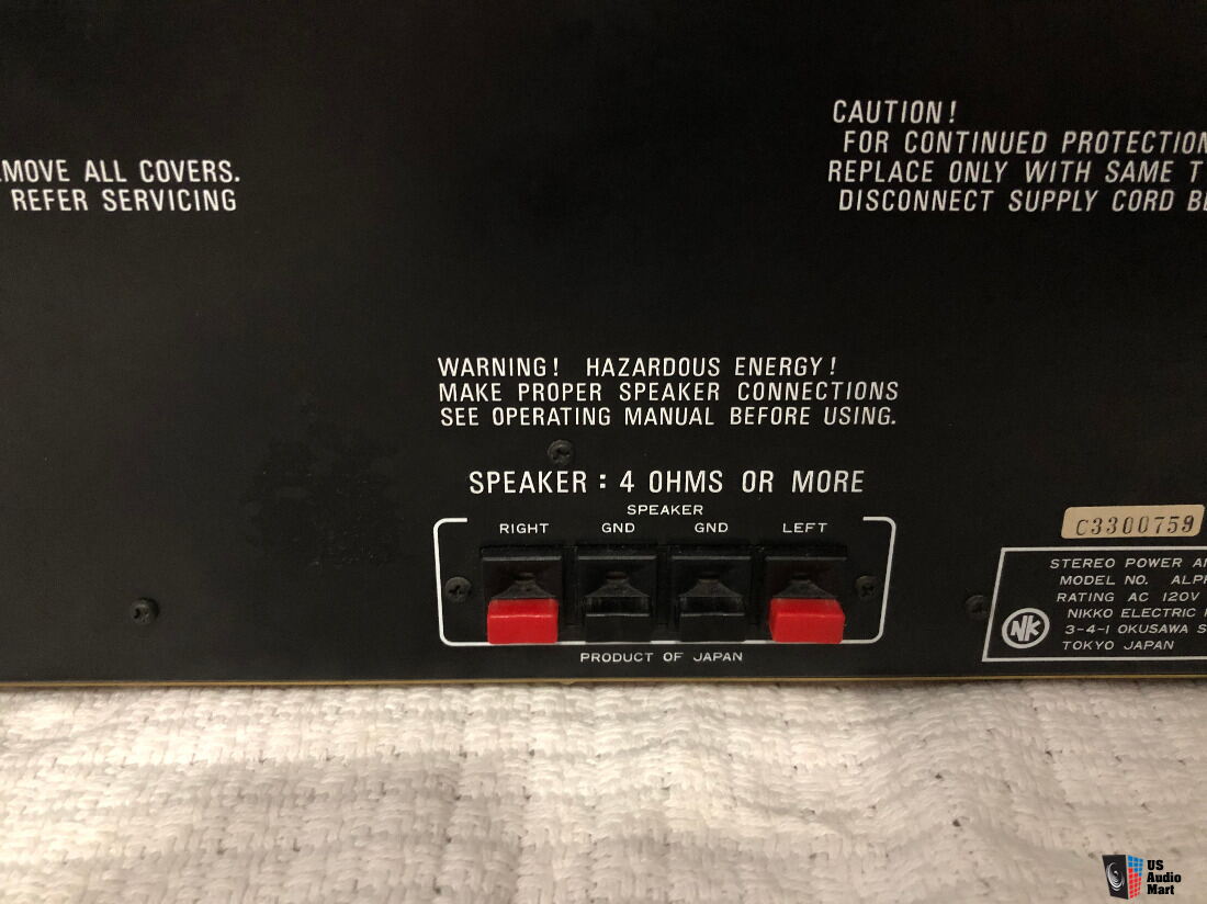 Nikko Alpha 1 Power Amplifier 220 WPC Silver Auction - US Audio Mart