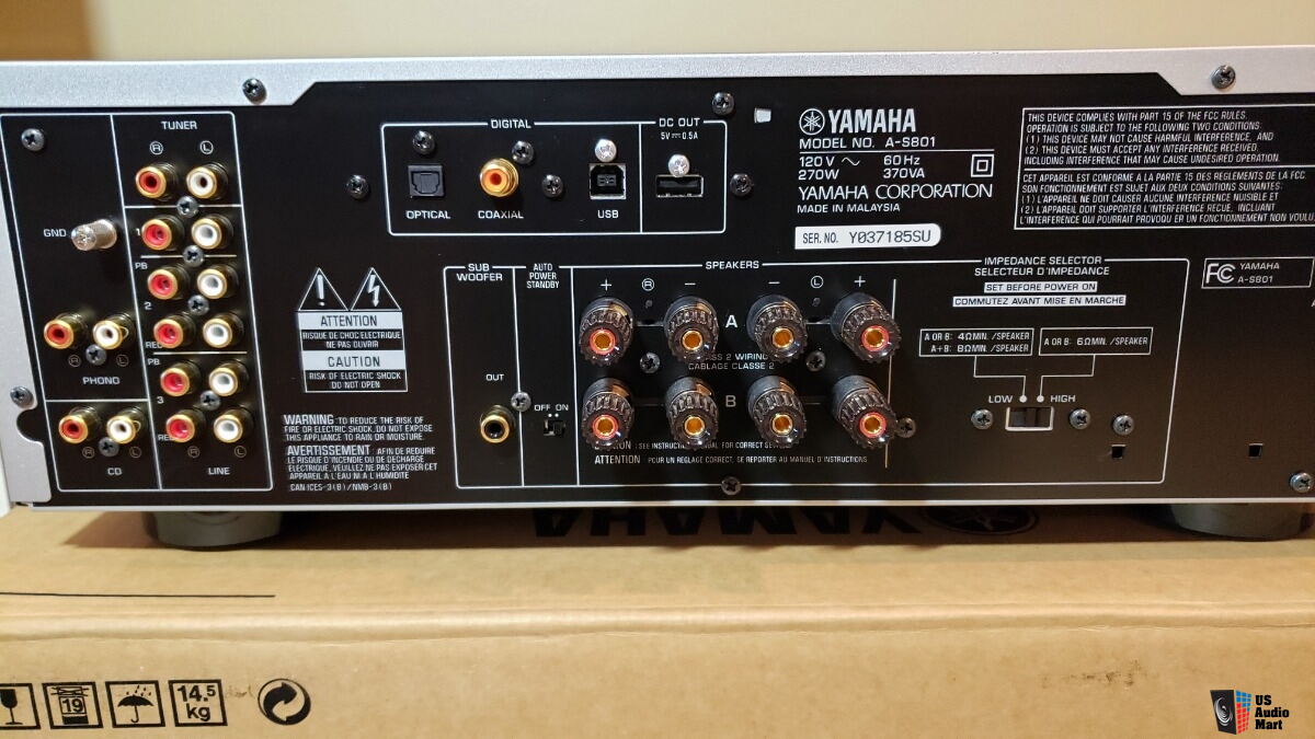 Yamaha A-S801 Stereo integrated amplifier with built-in DAC in Silver Photo  #2704411 - Canuck Audio Mart