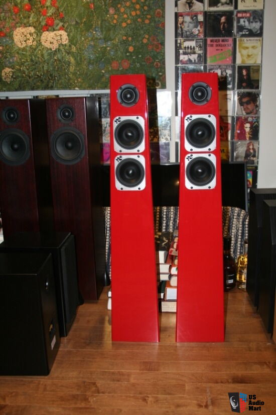 Totem Acoustic Tribe Tower Gloss Red Dealer Ad US Audio Mart