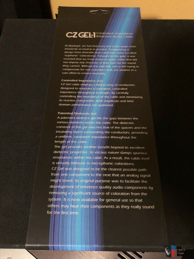 Genuine Madrigal CZ Gel Gel-1 Audiophile XLR Interconnects 1m