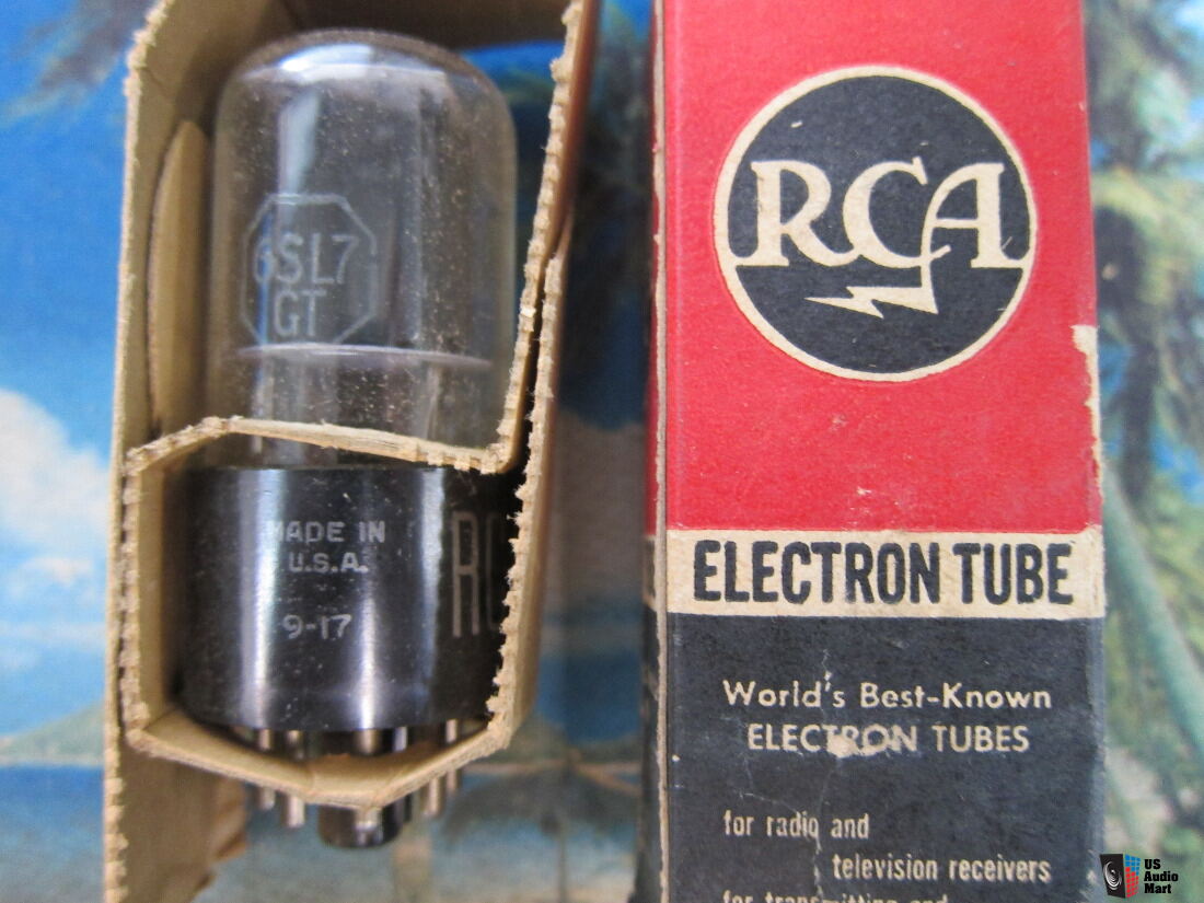 NOS 1950s RCA 6SL7GT Preamp Driver Tube, Black Plates, D Getter, Box ...