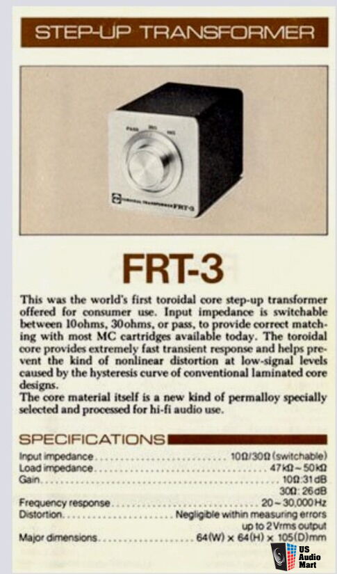 Fidelity Research TOROIDAL Transformer FRT-3 MC SUT Photo #4224242