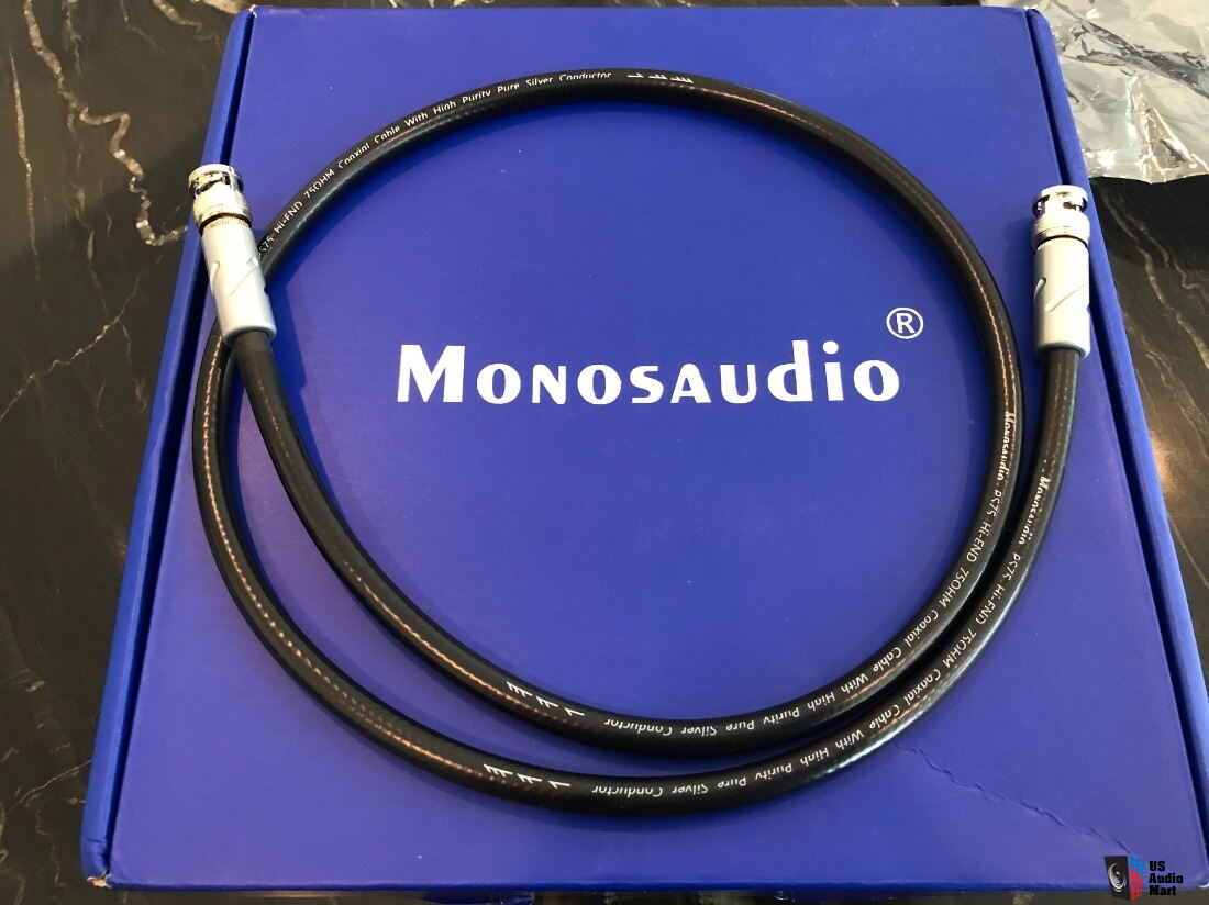 Monosaudio Pure Silver BNC Digital / OCXO Clock Cable 75 Ohm 1 Meter