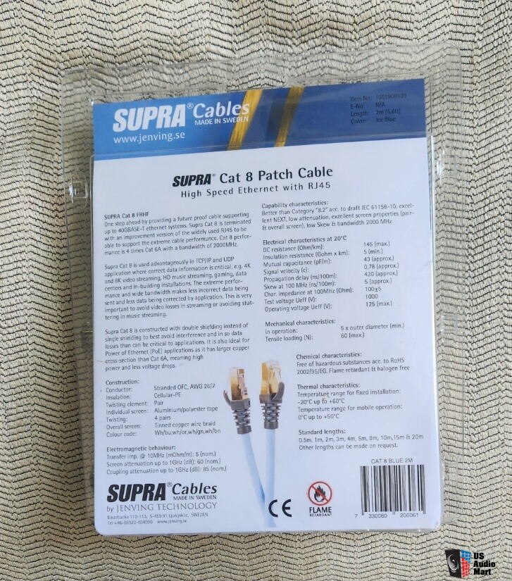 Supra STP Cat 8 Network cable - 0.5 meter 