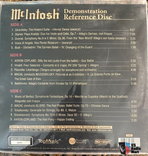 McIntosh Demonstration Reference Disc - 2x45rpm, 180g, Pressed